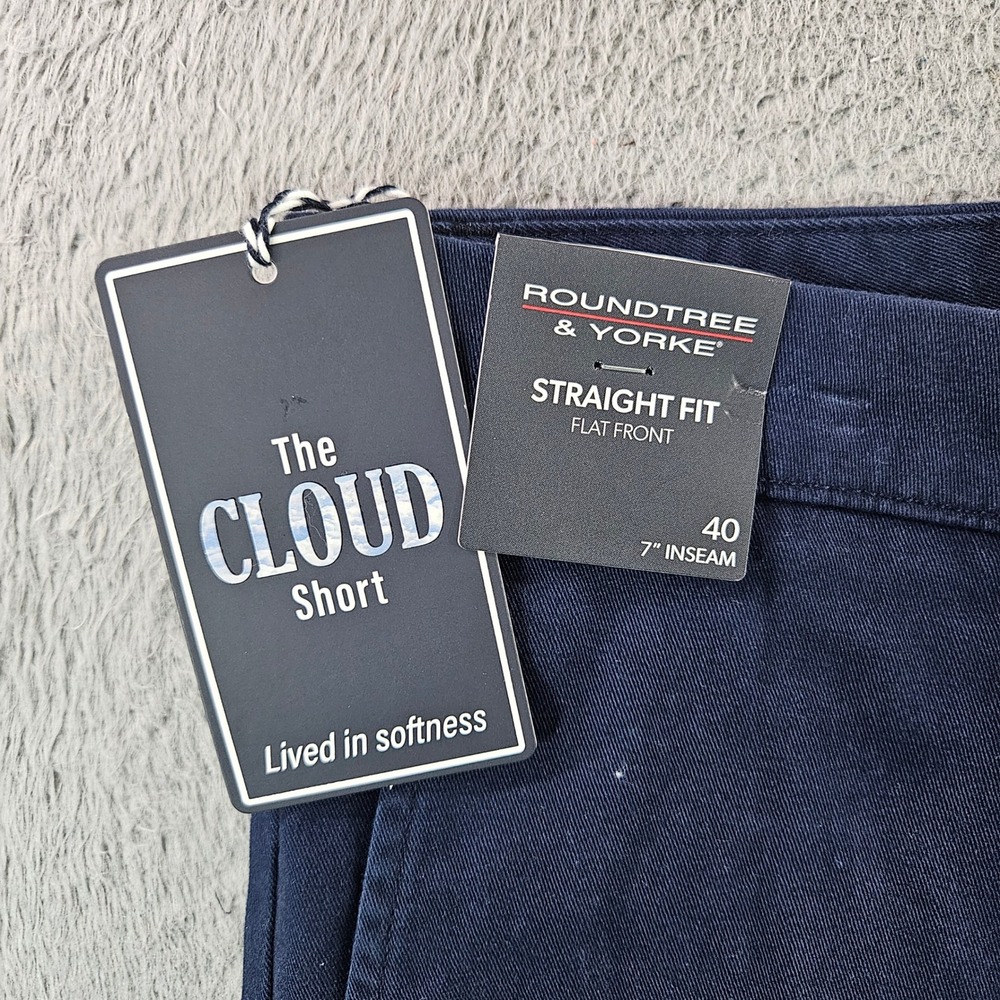 Roundtree & Yorke Mens The Cloud Short Navy Blue Straight Fit 40 7in Inseam NWT